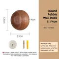 Round walnut finish wooden wall hook and cabinet handle with mounting hardware - Round Walnut Pebble Hook