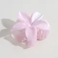 Elegante molletta per capelli a forma di ibisco rosa con finitura perlata lucida per capelli - Giglio Marmorizzato Rosa