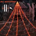 Orange LED Halloween triangular spider web with IP65 waterproof rating for outdoor decor - 5m Orange Plug-in Web