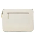 Minimalist cream-colored protective laptop sleeve with front zipper pocket and dual zippers - 14/14.6 Inch Universal / Beige (D8)