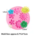 Pink circular silicone mold with various flower patterns for DIY soap and candle making - Style 7 (Mixed Small Flowers)