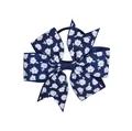 Chouchou à nœud papillon en ruban gros-grain bleu marine avec motif de marguerite - Floral Bleu Foncé (2)