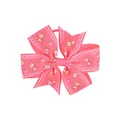 Nœud à cheveux élégant en ruban gros-grain rose à imprimé fleuri pour filles et enfants - Bordure de Vague Florale Rose (7)