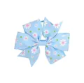 Light blue floral grosgrain ribbon hair bow for kids with a charming daisy print - Light Blue Daisy Polka Dot (12)