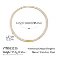 Detailed view of 18K gold plated square zirconia necklace with full specifications - Gold Baguette Rhinestone Necklace (YYN023136)