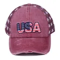 Vintage bordeauxrode truckerpet met USA-borduurwerk en ademend mesh met sterren - Wijnrood USA
