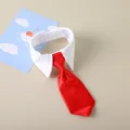Col de smoking pour chien avec revers blanc et cravate en satin rouge pour animaux - S / Rouge