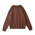 Dunkelbraunes Oversize-Sweatshirt mit Rundhalsausschnitt und Rippbündchen aus Baumwolle - Dunkelbraun