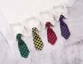 Gentleman style dog neckties in green, yellow, red and purple plaid patterns - JK Style Plaid Series