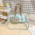 Borsa Ita azzurra in stile giapponese con finestra a cuore e fiocco in pizzo - Blu
