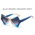 Occhiali da sole a farfalla chic con montura sfumata tè blu e lenti grigie - Montatura Blu Tè Doppie Lenti Grigie