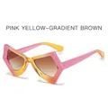 Pink yellow gradient butterfly sunglasses with brown lenses in Y2K fashion style - Pink Yellow Frame Gradient Tea Lens