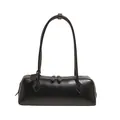 Bolso baguette negro minimalista con herrajes plateados para llevar al hombro y a mano - Talla única / Negro