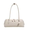 Bolso baguette blanco crema de piel sintética con asas largas y doble cremallera - Talla única / Blanco