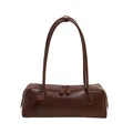 Bolso baguette largo marrón en cuero brillante con cierre de cremallera doble - Talla única / café