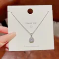 Elegant silver titanium steel necklace with a sparkling round zircon pendant for women - Classic Round (X074) / Silver