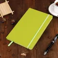 Premium lime green A5 faux leather notebook with matching elastic closure band strap - Green