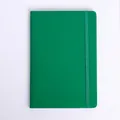 Professional green A5 notebook featuring a leather cover and elastic closure strap - Dark Green
