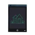 Dark blue 8.5 inch LCD writing tablet for kids featuring a green house drawing - 8.5-inch Straight Edge Monochrome Screen / Black