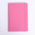 A5 pink faux leather notebook with matching vertical elastic band closure for office - Pink