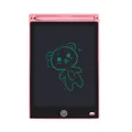 Pink 8.5-inch LCD writing tablet for kids featuring a cute green bear doodle drawing - 8.5-inch Straight Edge Monochrome Screen / Pink