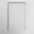 Minimalist white A5 leather notebook with elastic closure band and side pen loop - White (With Pen Loop)