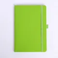 Classic A5 green leather notebook featuring elastic closure strap and integrated pen loop - Green (With Pen Loop)