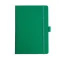 Green A5 premium faux leather notebook featuring elastic strap closure and integrated pen loop - Dark Green (With Pen Loop)