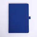 Classic A5 blue faux leather notebook with vertical elastic band and side pen loop - Dark Blue (With Pen Loop)
