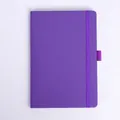 Professional A5 leather notebook with elastic closure strap and pen loop in purple - Purple (With Pen Loop)