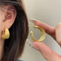 Gold-plated chunky mesh hoop earrings with s925 silver needles for women's jewelry - Gold Woven Mesh Hoop (E2546 Gold) / 925 Silver Needle / Gold
