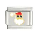 Detail view of a stainless steel Santa Claus Italian charm link for DIY bracelet - Santa Claus Pattern (CYL-014)