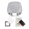 S925 Silber Moissanit Ring Detail mit GRA-Zertifikat und eleganter Geschenkbox - US 12 / Quadratischer Stil (R15526) (Mit Zertifikat & Box) / Silber