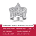 Hip-Hop-Moissanit-Sternring aus 925er Sterlingsilber mit Weißgold-Beschichtung - US 12 / Stern-Stil / Silber
