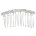 Exquisite silver bridal hair comb insert decorated with double rows of clear rhinestones - Multi-layer Rhinestone Style / 8cm / Silver