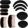 10pcs hair volume padding set with invisible sponge pads and combs for hair styling - Brown Volume Hair Base Set