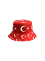 Chapeau bob rouge unisexe avec motifs de croissant et d'étoile du drapeau de la Turquie - Turquie