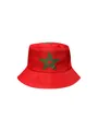 Chapeau cloche rouge brodé drapeau Maroc pour fans de football protection solaire. - Maroc