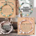 Adjustable beaded heart bracelet with inspirational gift card for graduation gifts. - Green and Pink Two-Color Bracelet Set