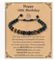 Close-up of tiger eye bead bracelet displayed on 18th birthday celebration message card - Birthday Braided Spacing Style (With Card)