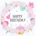 Elegant pink rose quartz beaded bracelet with gold spacers on a Happy Birthday gift card - Rose Quartz Braided Style (With Card)