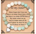 Natural stone bead bracelet with silver heart charm and inspirational sister message card - Matte Sister Theme Style