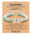 Handmade natural stone beaded compass bracelet with coworker appreciation card - Compass Braided Green Stone Style