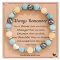 Handmade beaded heart bracelet set on an inspirational message card for graduation gifts - Green and Yellow Heart Style