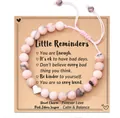 Handmade pink zebra jasper beaded bracelet with silver heart charm and inspirational card - Pink Zebra Heart Braided Style
