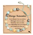 Handmade adjustable beaded heart bracelet with inspirational gift card for graduation - Braided Green and Yellow with Card Style
