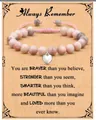 Adjustable pink zebra stone beaded bracelet with heart charm on inspirational gift card - Braided Pink Zebra Heart Message Style