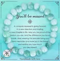 Handmade green stone bead bracelet with compass charm on inspirational message card - Green Stone Compass Message Style (With Card)