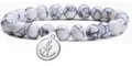 Wrestling charm bracelet with white marble beads and silver-toned engraved metal pendant - Wrestling Theme Sport Pendant Bracelet