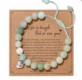 Handmade natural stone beaded bracelet with heart charm on inspirational gift card - Braided Heart Message Style (With Card)